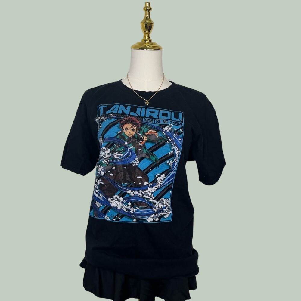demon slayer tanjirou kamado anime black t-shirt unisex streetwear school merch